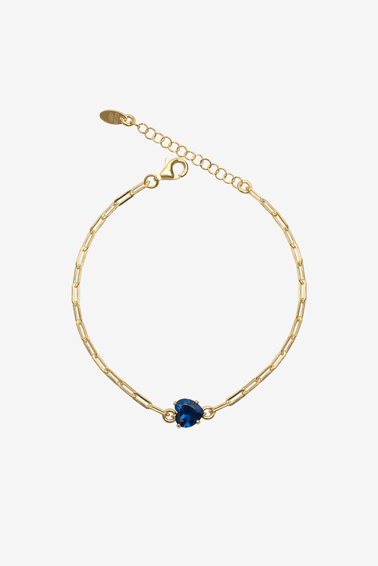 Sapphire Blue Heart Shackles Band Bracelet
