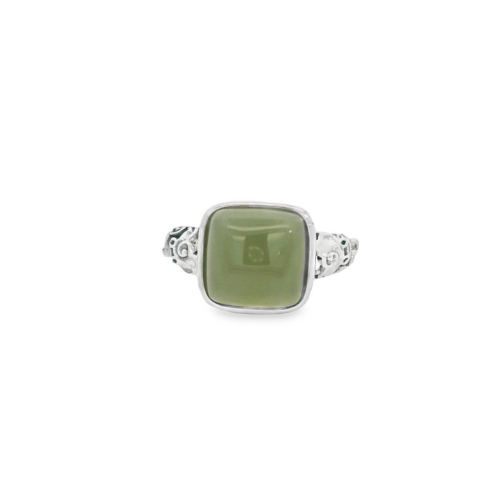 Green Aventurine Square Cut Ancient Ring