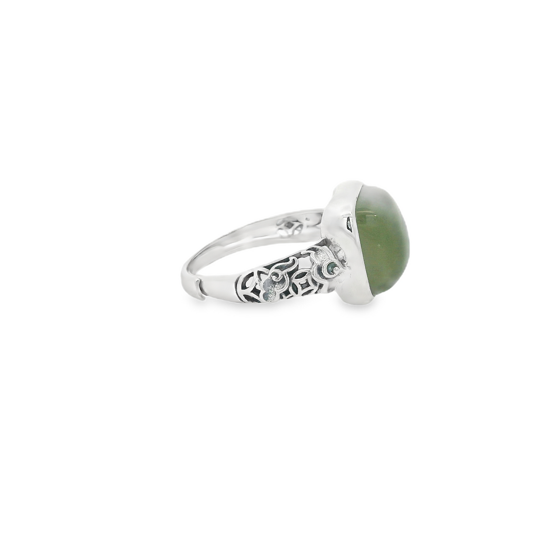 Green Aventurine Square Cut Ancient Ring