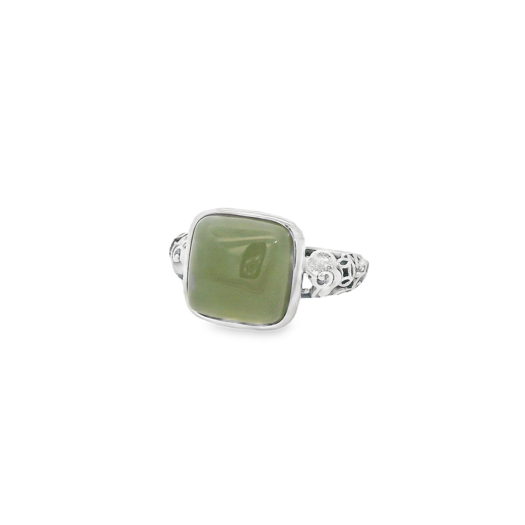 Green Aventurine Square Cut Ancient Ring