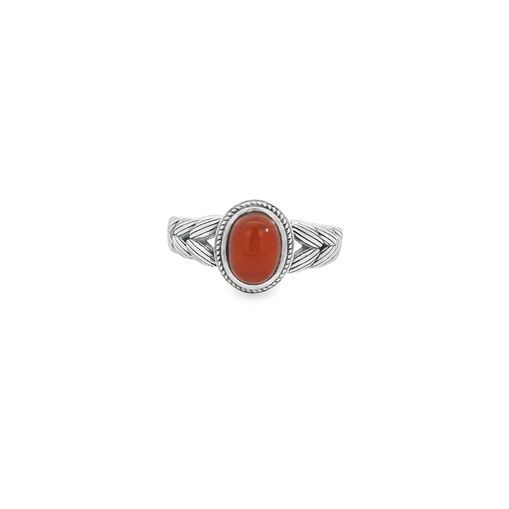 Olive Branch Red Agate Ancient Ring