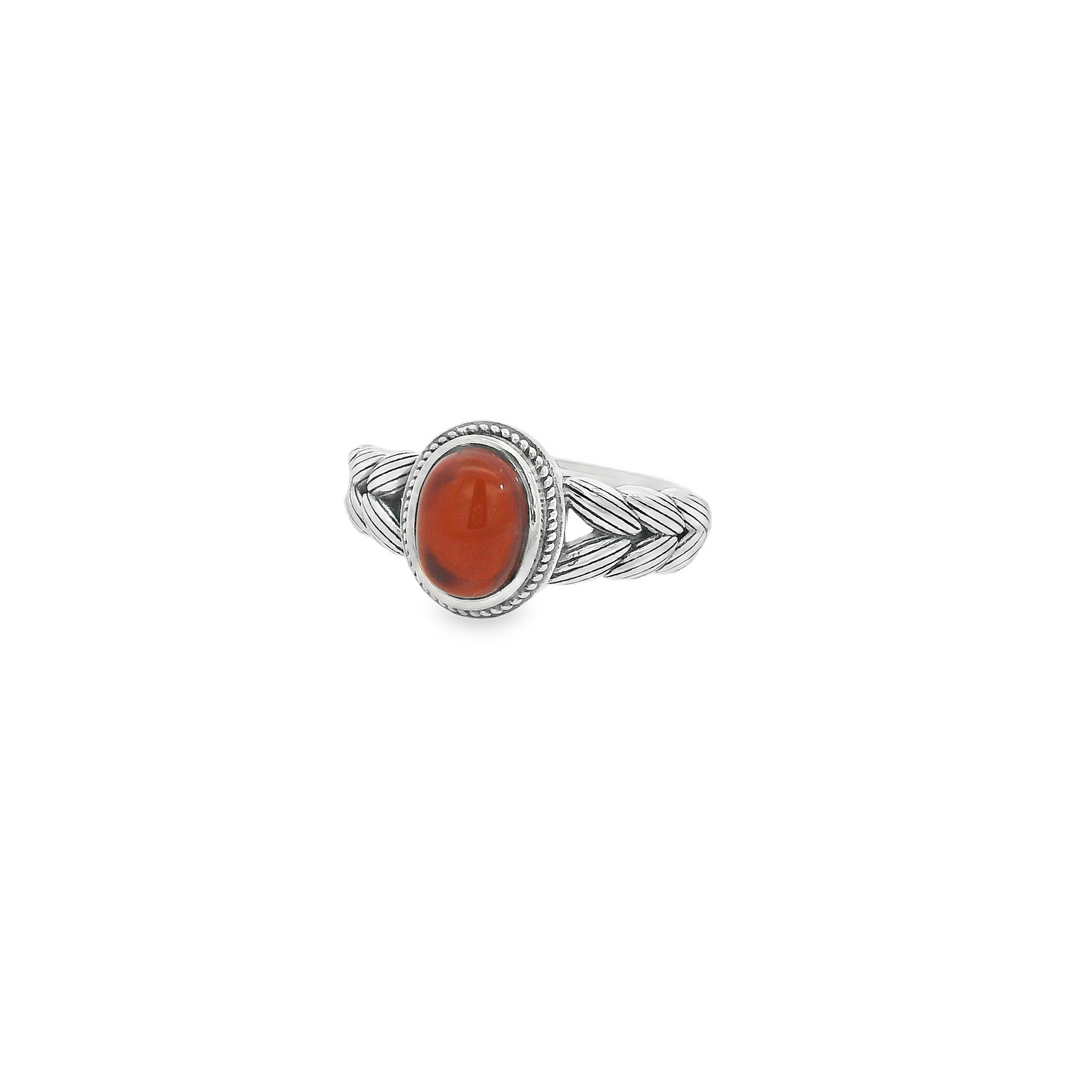 Olive Branch Red Agate Ancient Ring