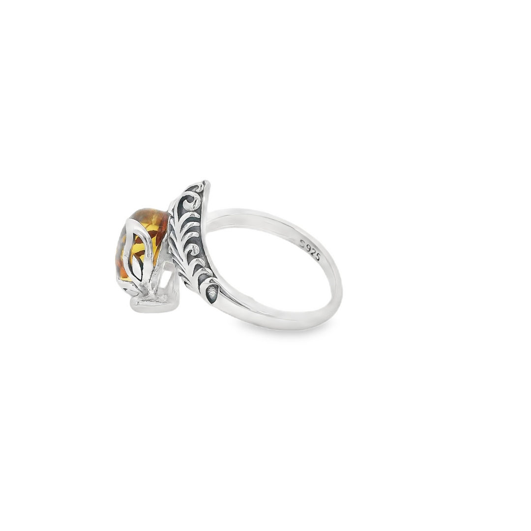 Amber Flower Wrap Ring