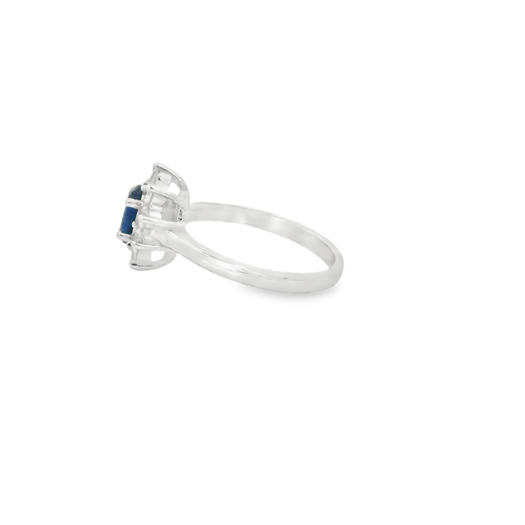 Blue Zirconia Crown Pearl Ring