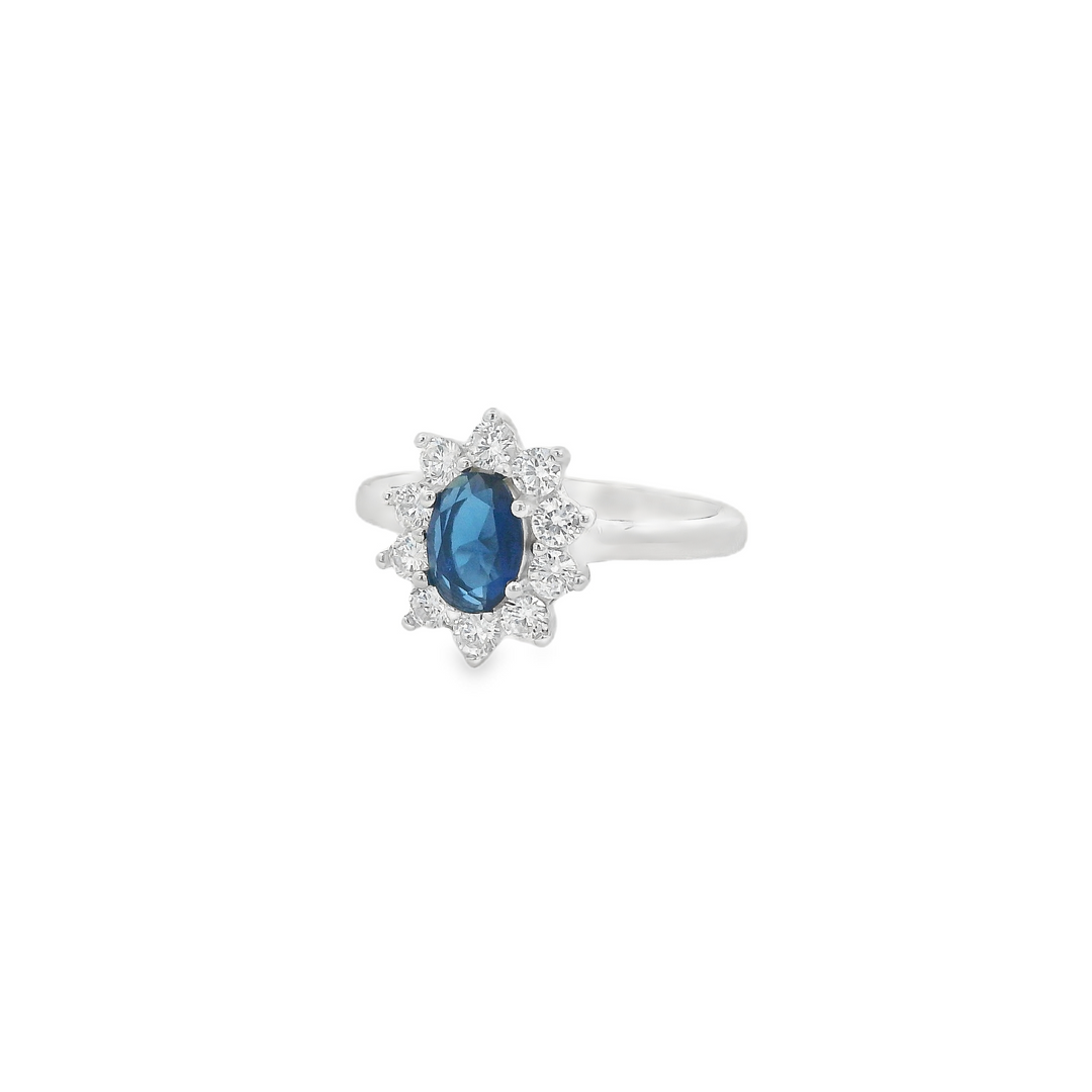 Blue Zirconia Crown Pearl Ring