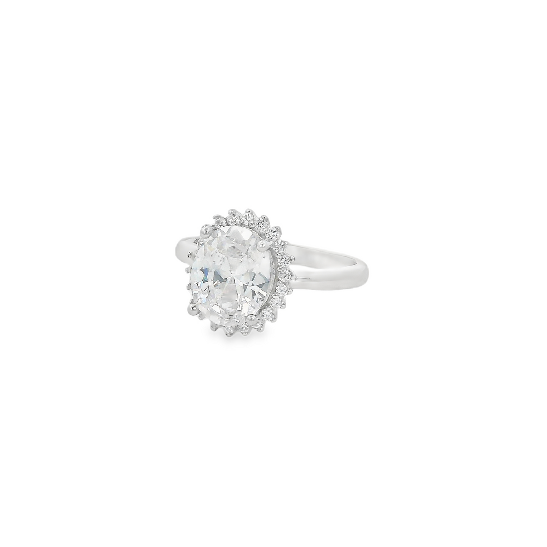 White Zirconia Oval Dazzle Ring