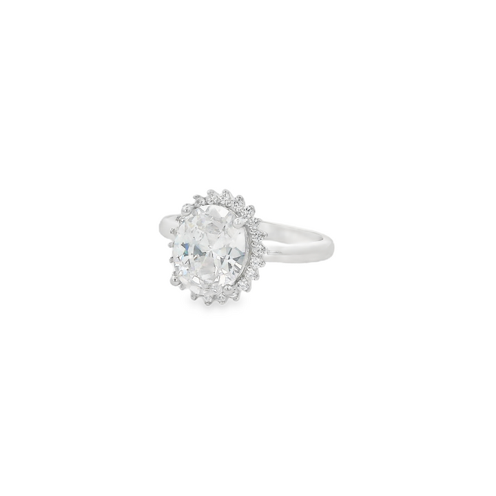White Zirconia Oval Dazzle Ring