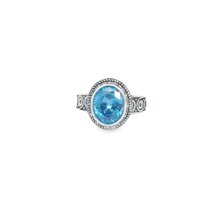 Aquamarine Oval Thick Ancient Ring