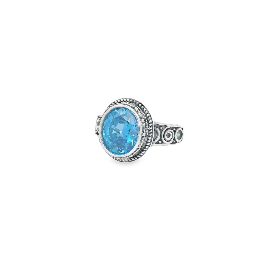 Aquamarine Oval Thick Ancient Ring