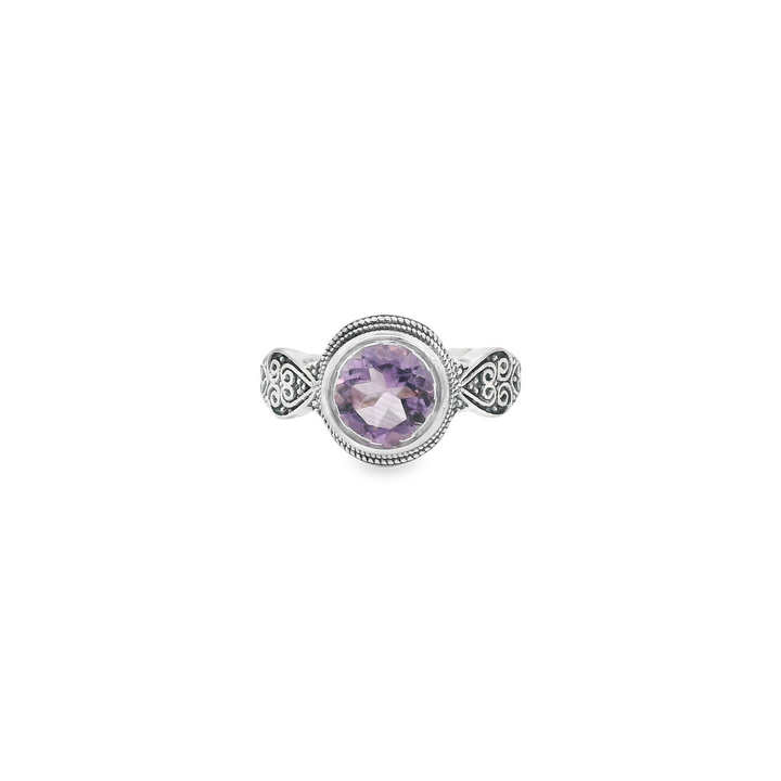 Purple Quartz Round Clip Ancient Ring