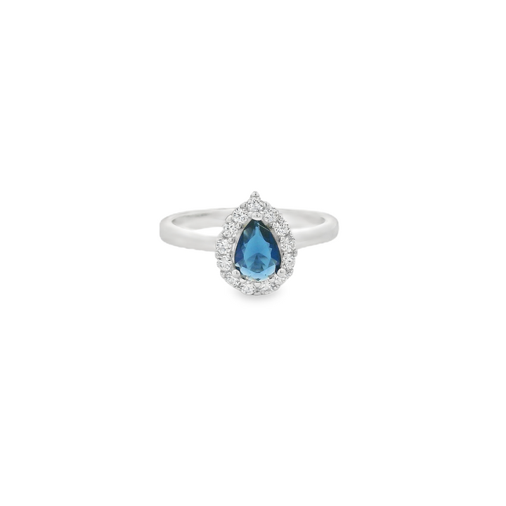 Blue Zirconia Tear Dazzle Slim Ring
