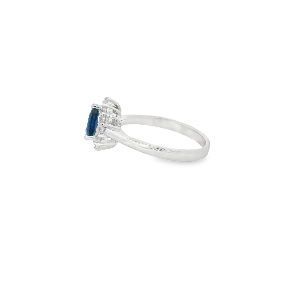 Blue Zirconia Tear Dazzle Slim Ring