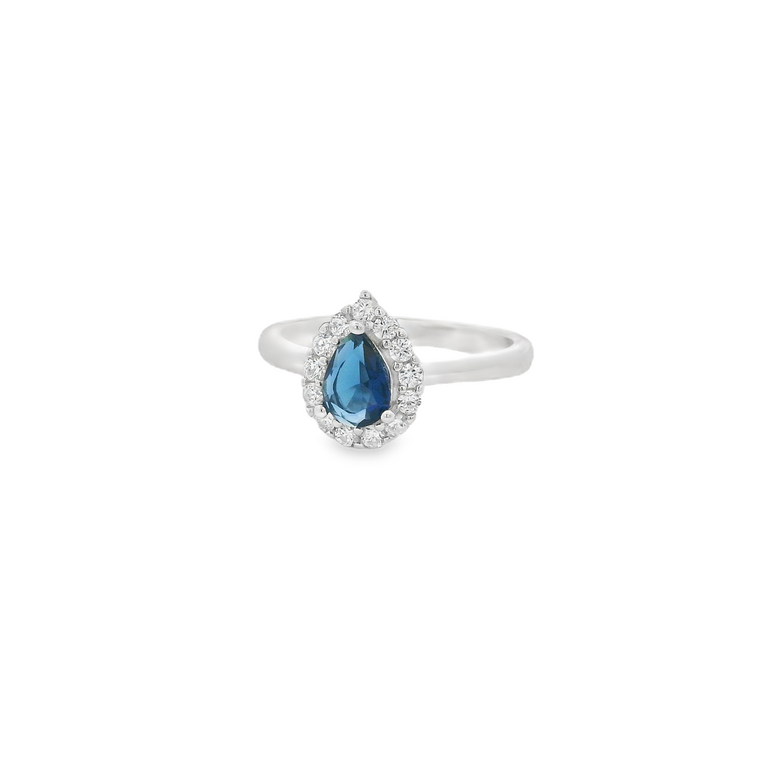 Blue Zirconia Tear Dazzle Slim Ring