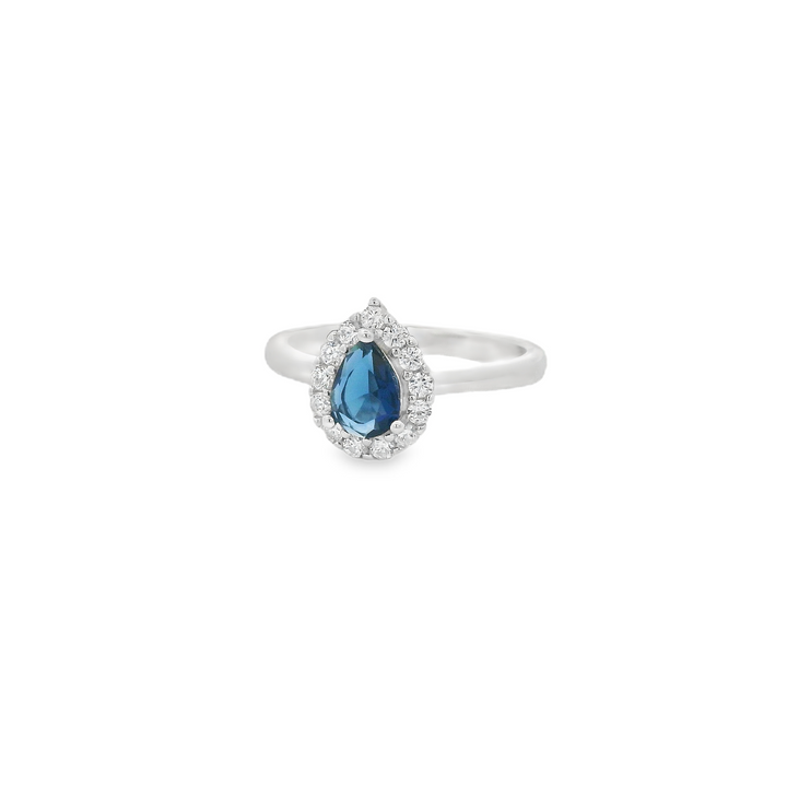 Blue Zirconia Tear Dazzle Slim Ring