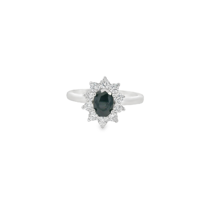Blue Zirconia Oval Crown Dazzle Ring