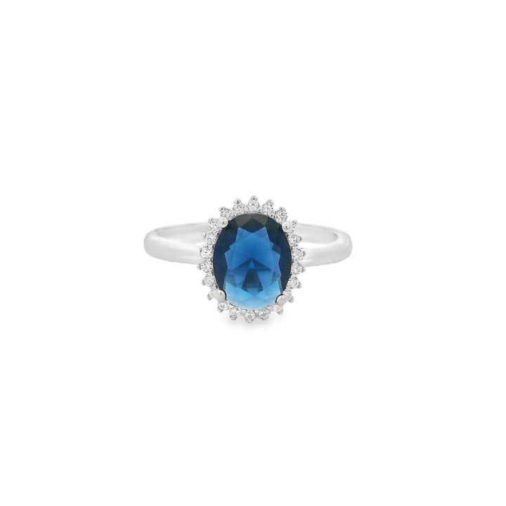 Blue Zirconia Oval Big Ring