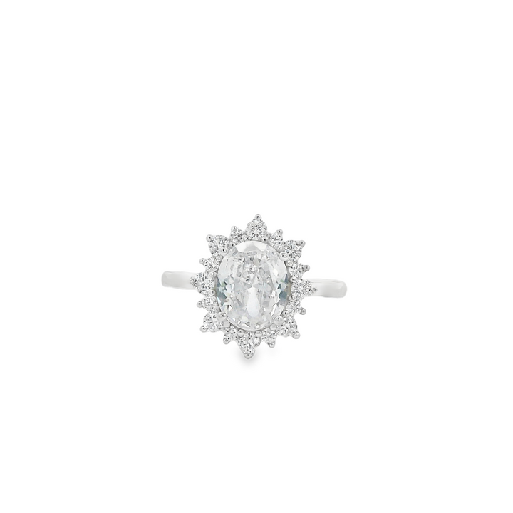 White Zirconia Big Oval Ring