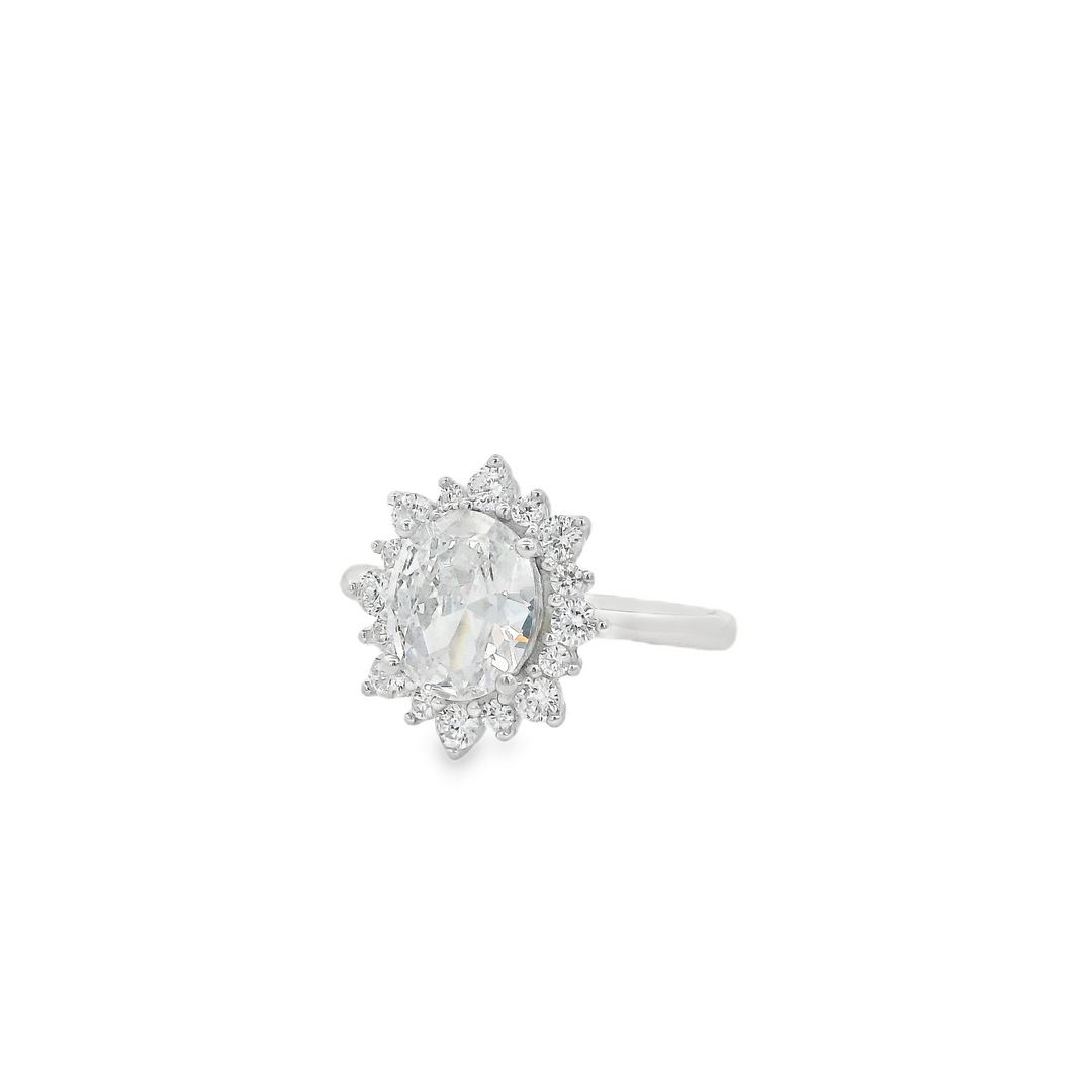 White Zirconia Big Oval Ring