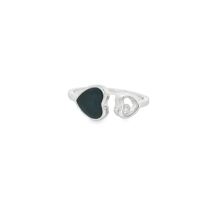 Double Hearts Black Enamel Edition Slim Ring