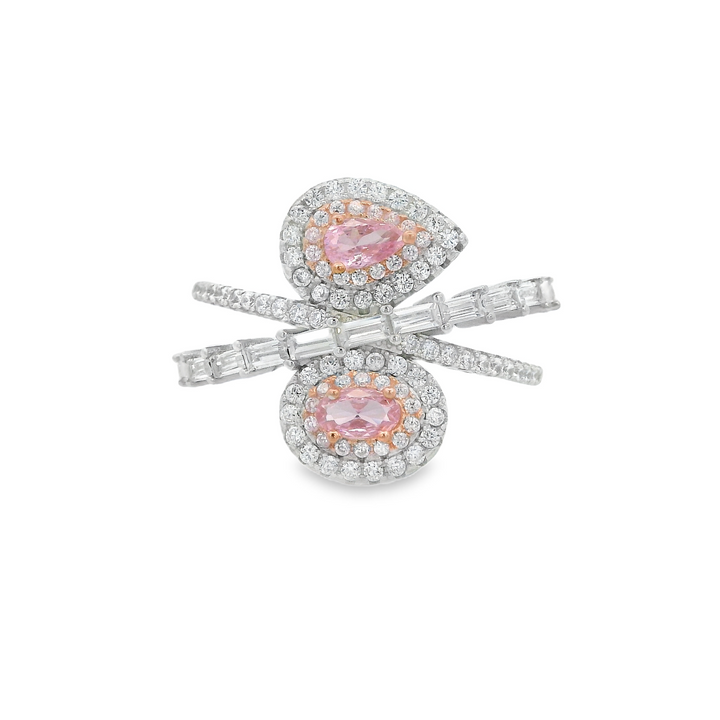 Extravagant Double Baby Pink Gem Thick Ring