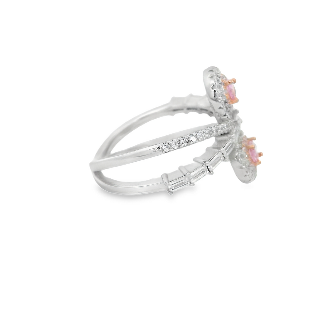 Extravagant Double Baby Pink Gem Thick Ring