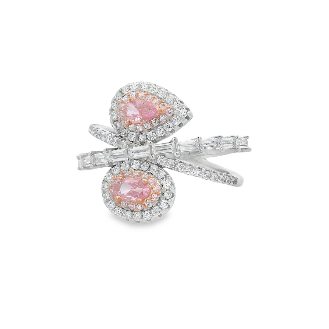 Extravagant Double Baby Pink Gem Thick Ring