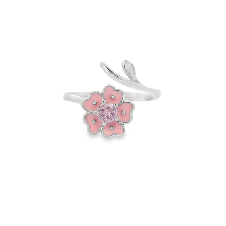 Pink Flower Swirl Ring