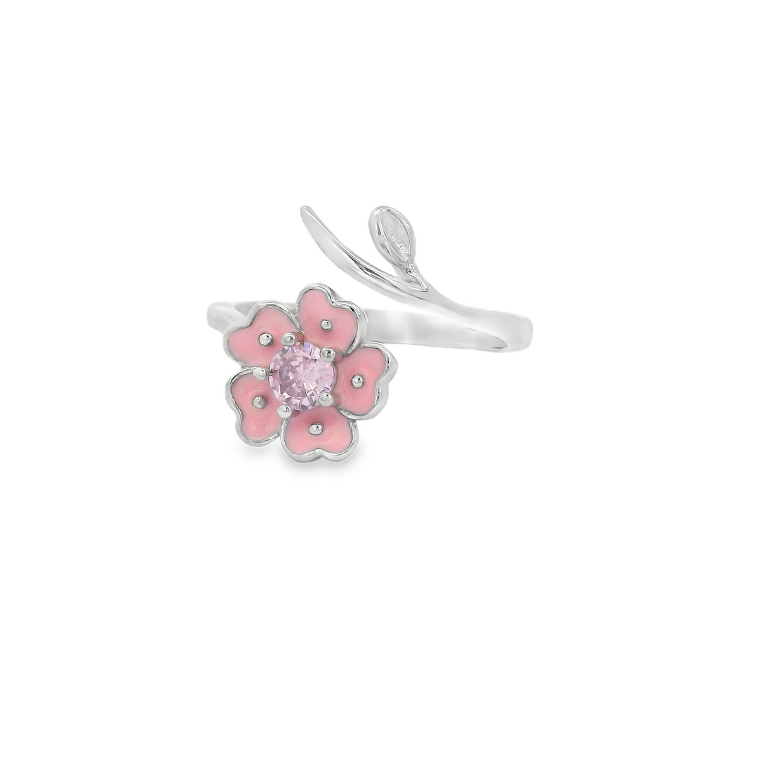 Pink Flower Swirl Ring