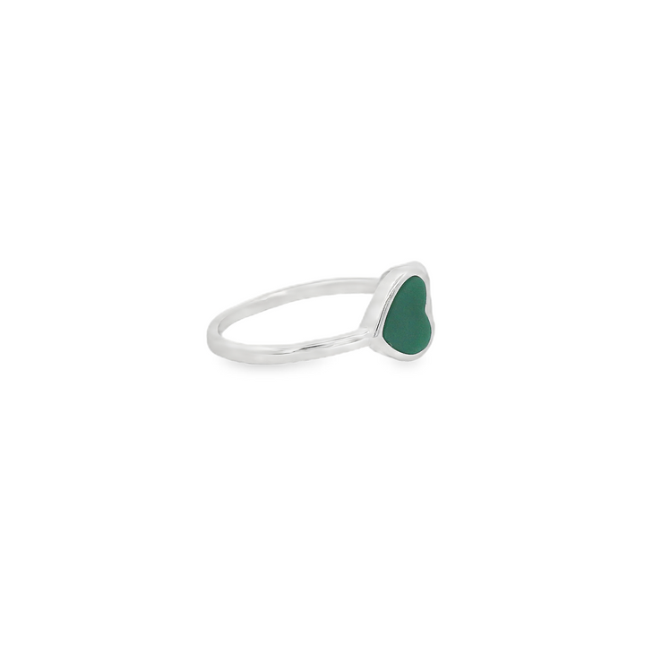 Double Hearts Green Enamel Edition Slim Ring