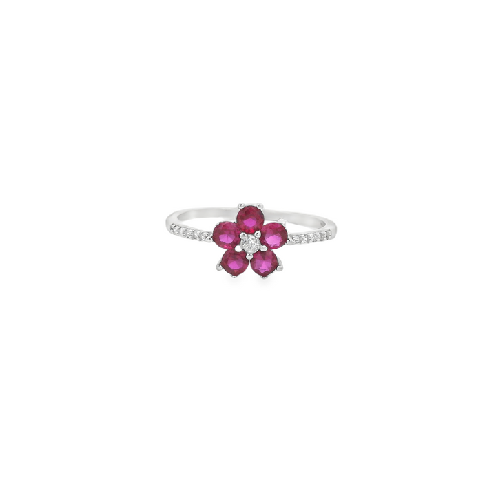 Magenta Flower Dazzle Slim Ring
