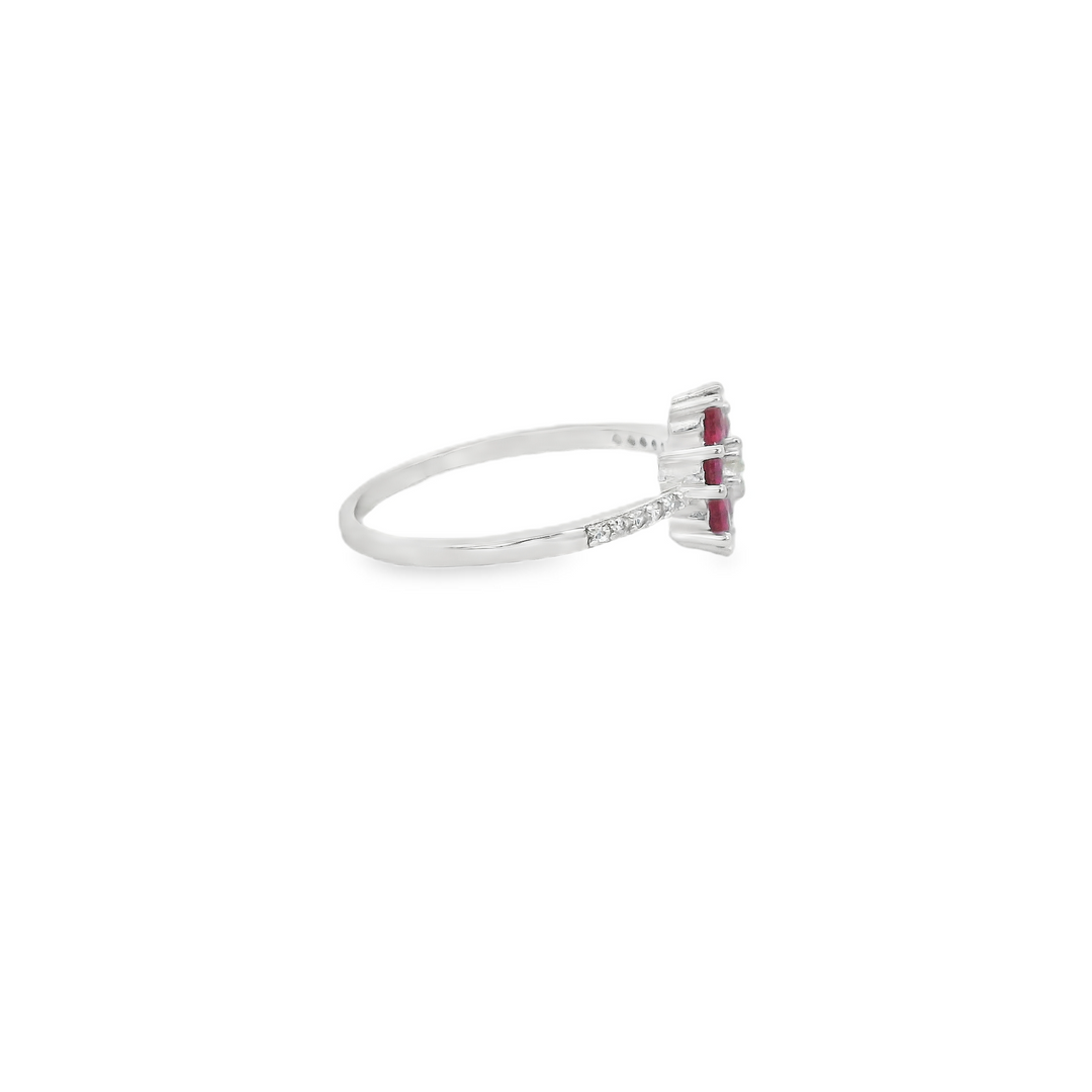 Magenta Flower Dazzle Slim Ring