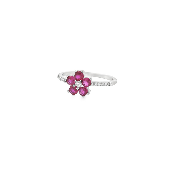 Magenta Flower Dazzle Slim Ring