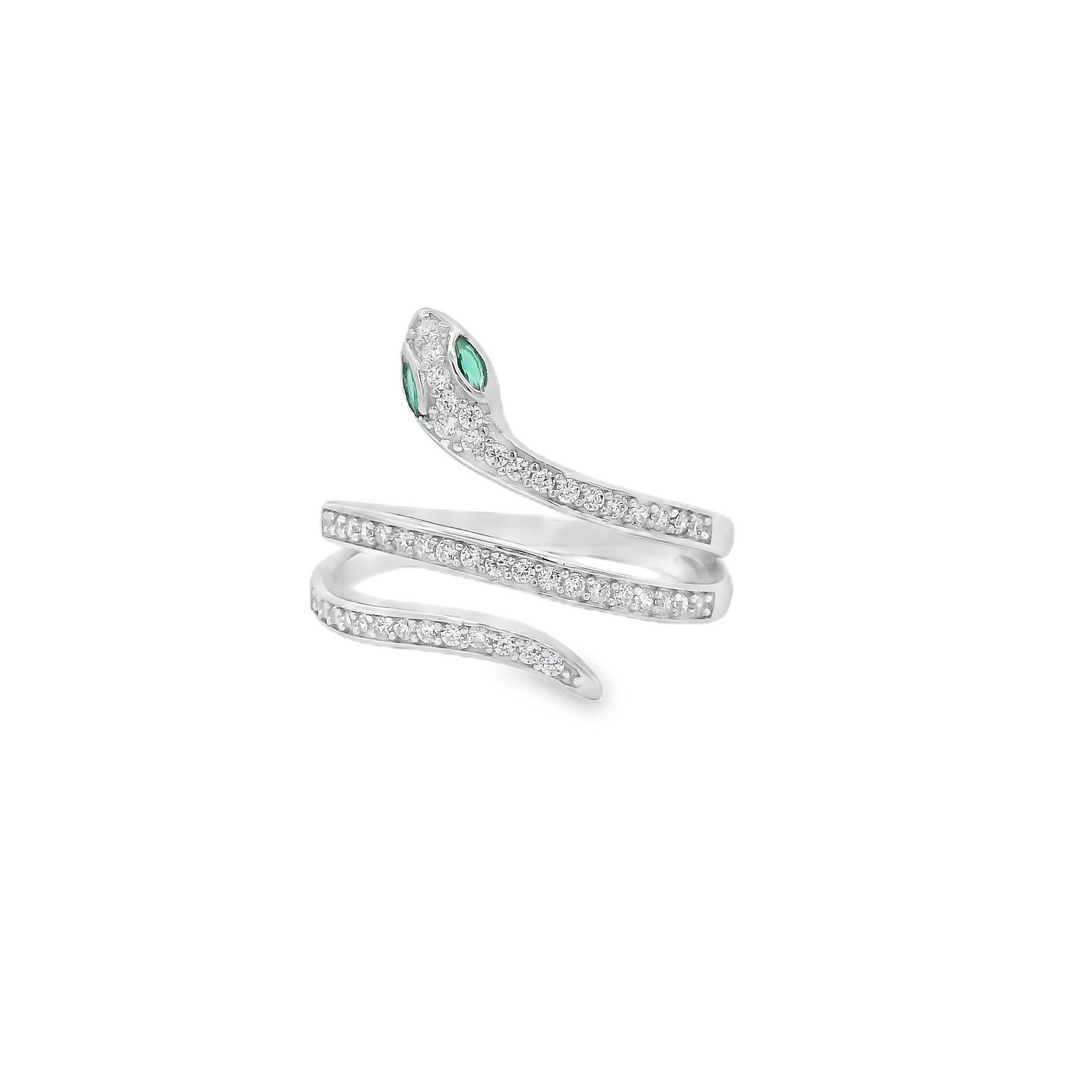 Green Eyed Slither Snake Slim Ring