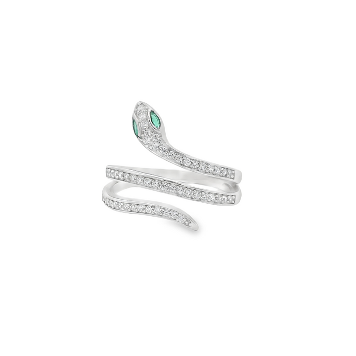 Green Eyed Slither Snake Slim Ring