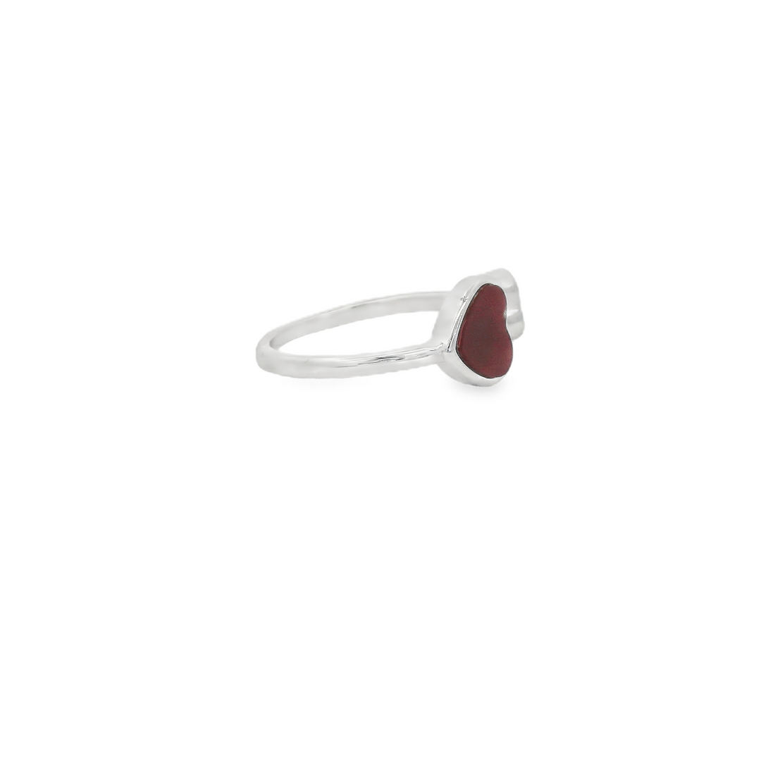 Double Hearts Red Enamel Edition Slim Ring