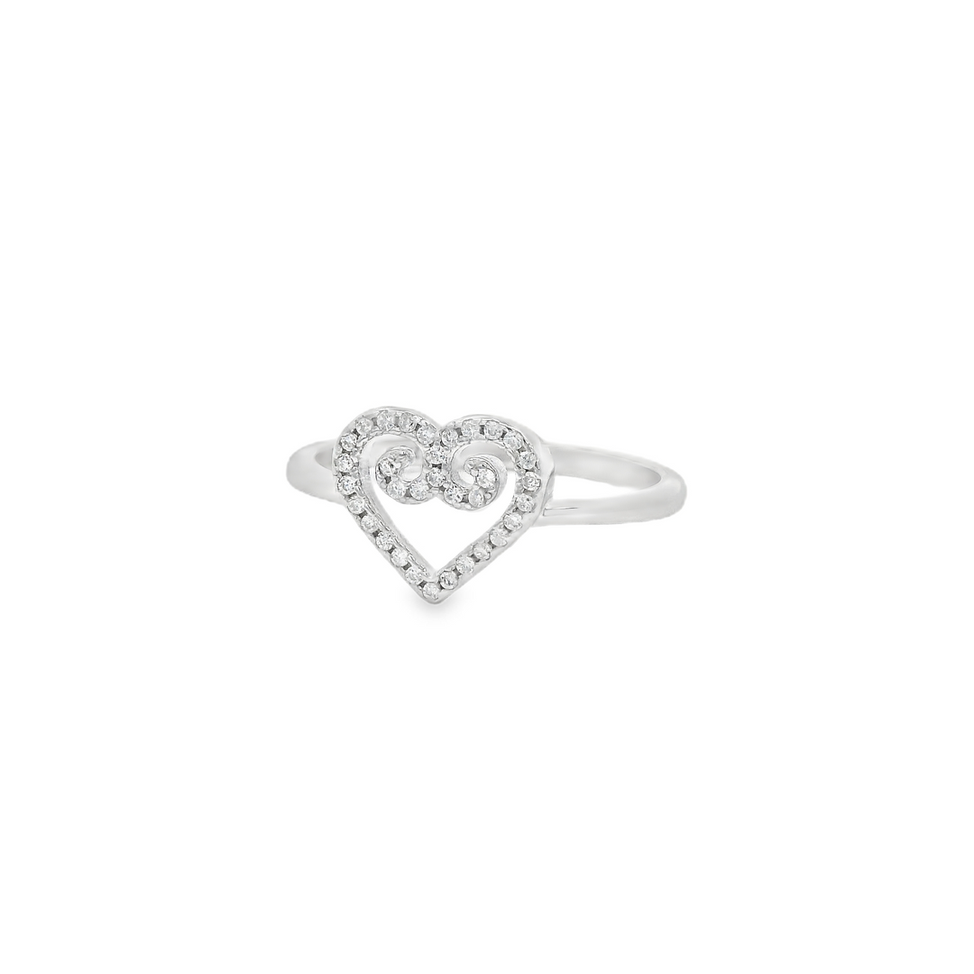 Heart Swirl Dazzle Slim Ring