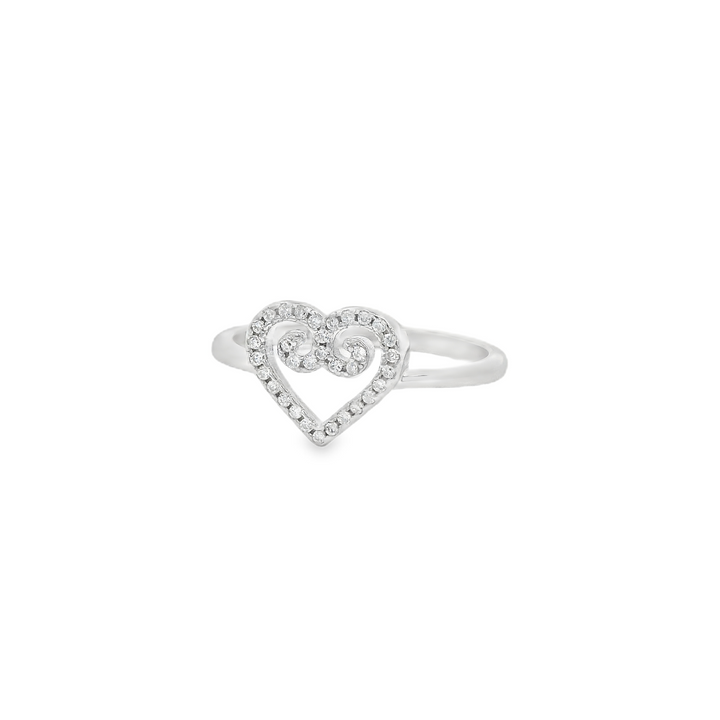 Heart Swirl Dazzle Slim Ring