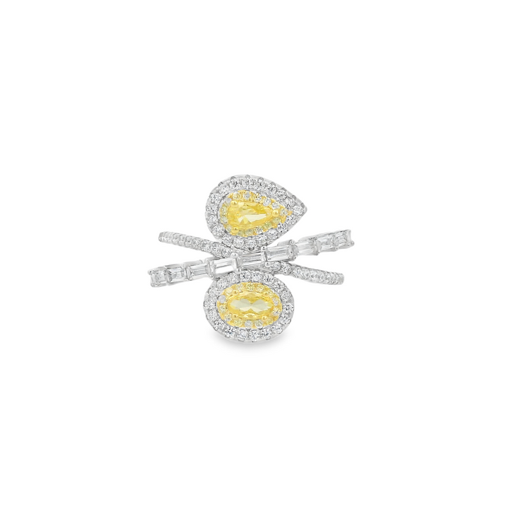 Extravagant Double Citron Gem Thick Ring