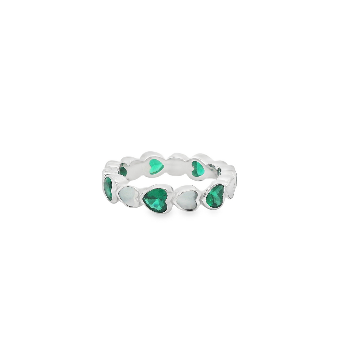 Green Zirconia Heart Wrap Ring