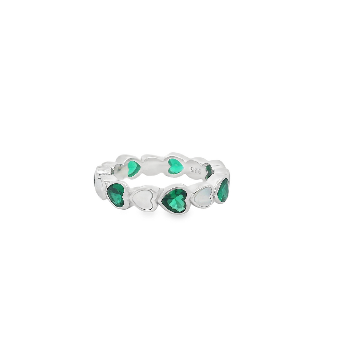Green Zirconia Heart Wrap Ring