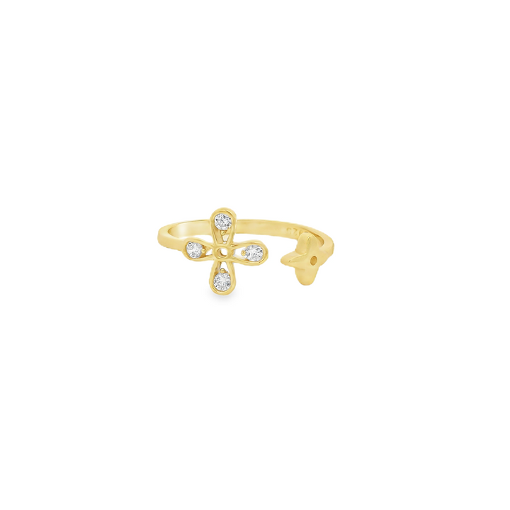 Dazzle Clover & Star 18K Gold Plated Ring