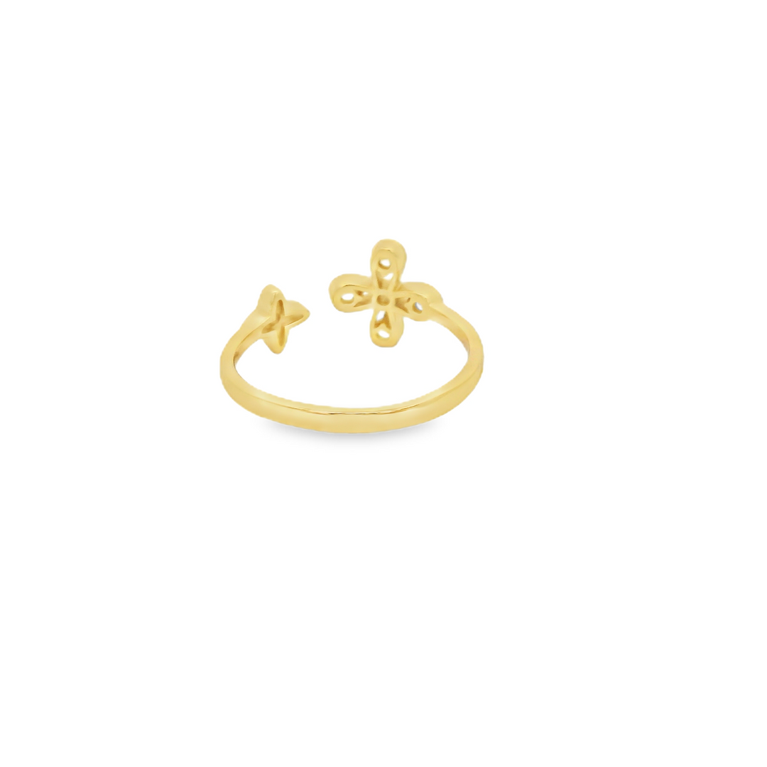 Dazzle Clover & Star 18K Gold Plated Ring