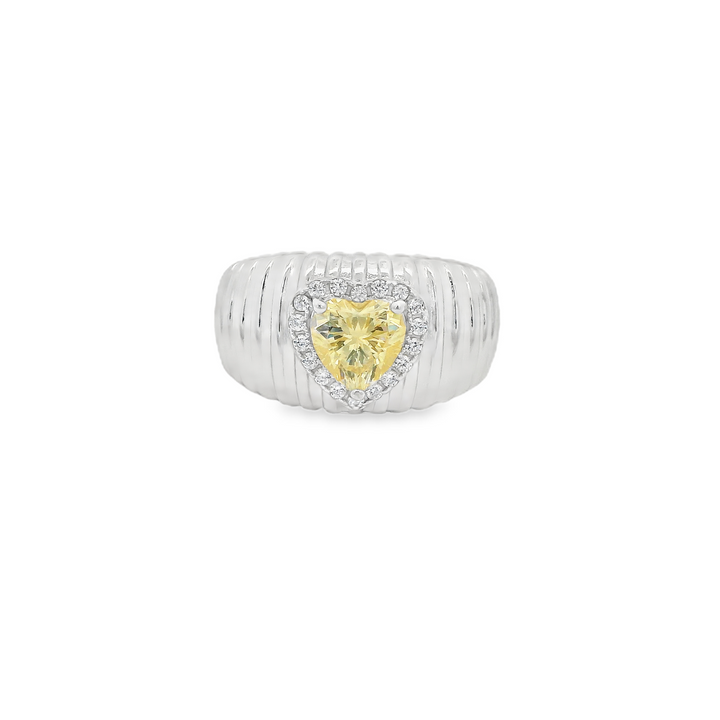 Yellow Quartz Heart Thick Ring