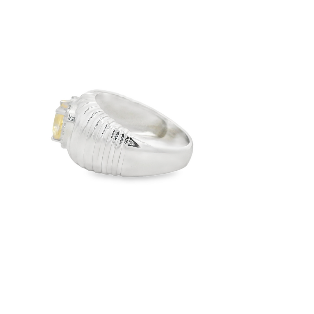 Yellow Quartz Heart Thick Ring