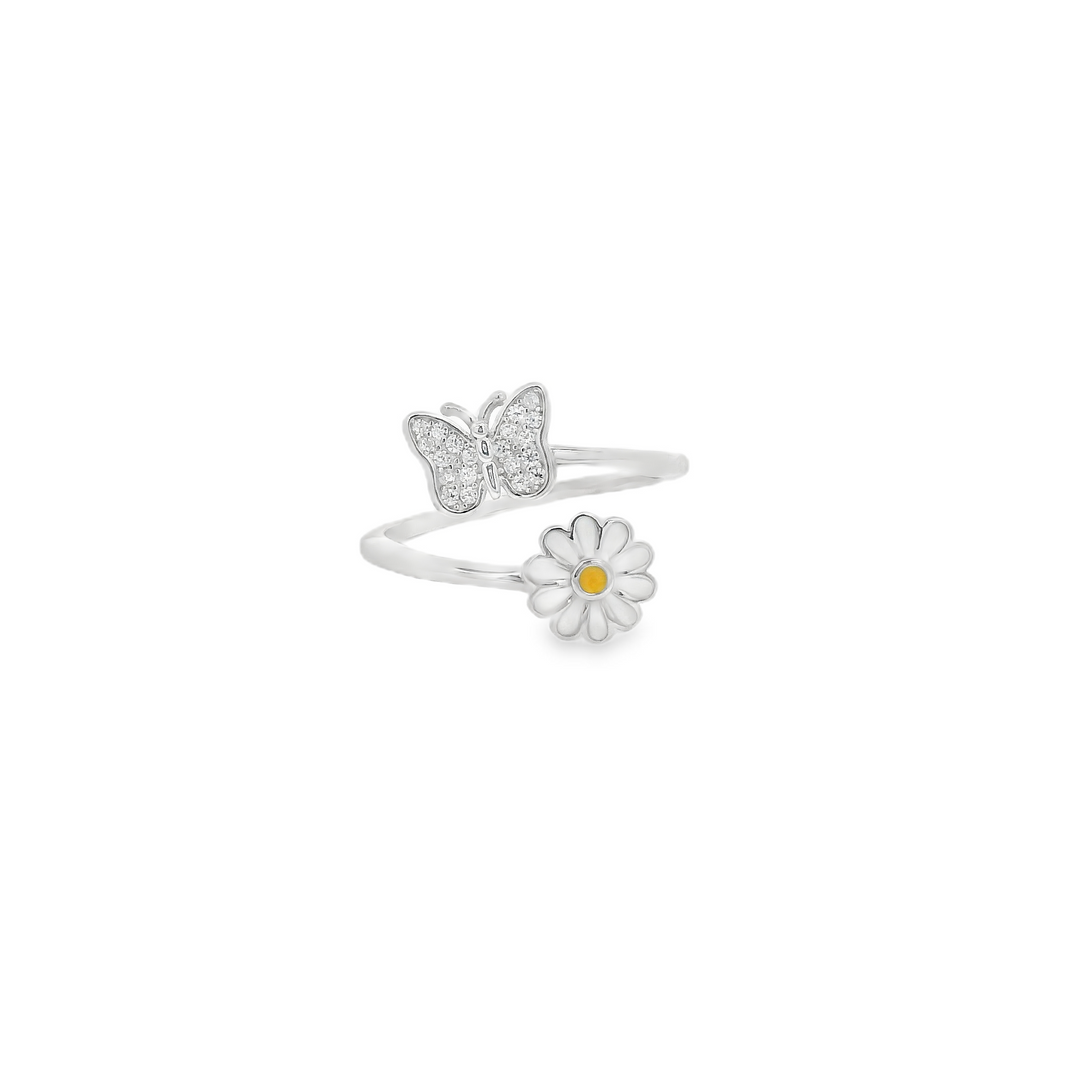 Daisy & Baby Butterfly Swirl Slim Ring
