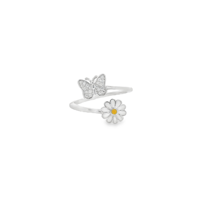Daisy & Baby Butterfly Swirl Slim Ring