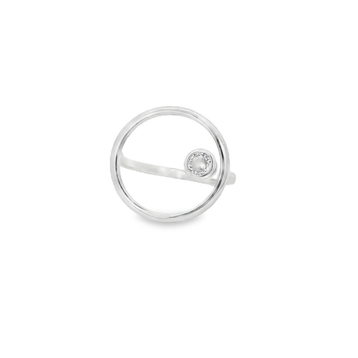Circle & Gem Slim Ring