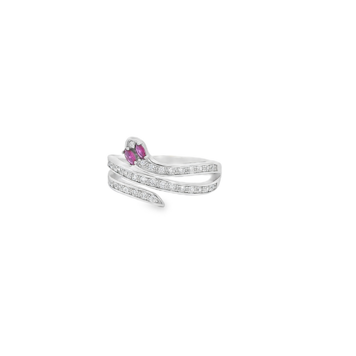 Magenta Eyes Dazzle Slither Ring