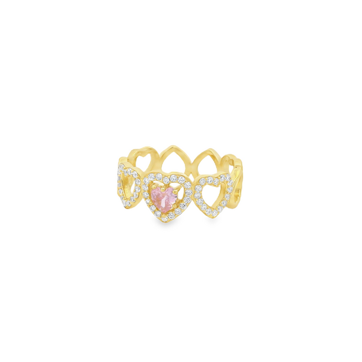 Hearts Infinity & Pink Quart 18K Gold Plated Ring