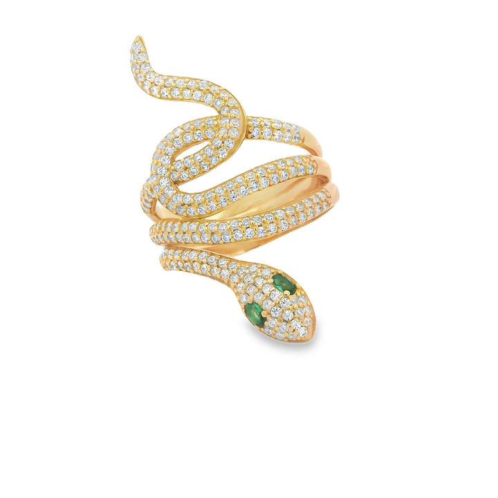 Green Eye Golden Dazzle 18k Gold Plated Thick Ring